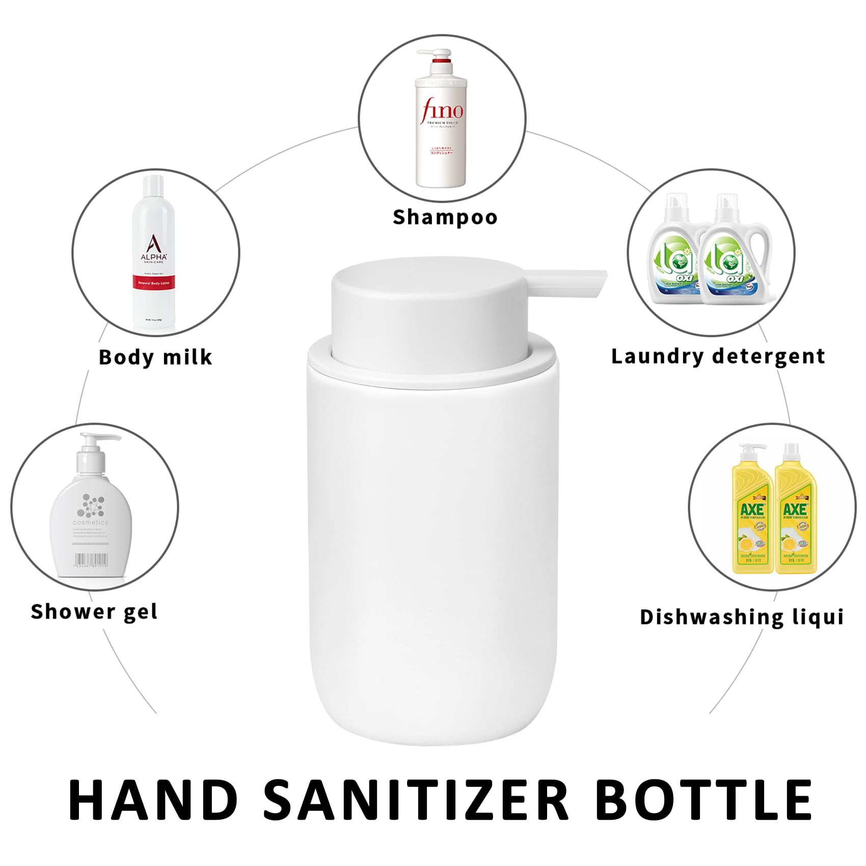 TOOZFO Soap Liquid Dispenser Ceramic with Easy-to-Press Pump Hand Liquid Dispenser for Shampoo Bathroom Countertop 13.5 oz