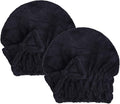 HOPESHINE Microfiber Hair Towel Cap for Women Wet Short or Long Curly Hair Super Absorbent Quick Dry Turbans for Girls Anti Frizz (2, BlackX2)