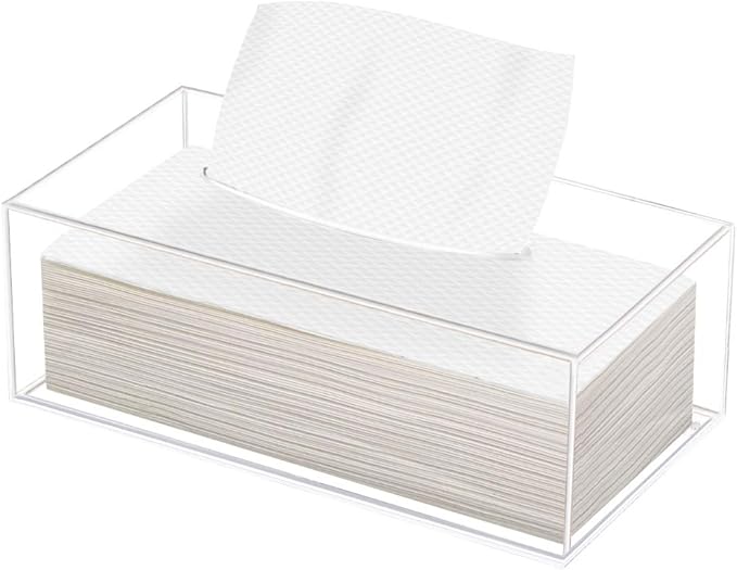 Clear Acrylic Tissue Box Cover Holder for Bathroom Dresser Countertop Desk