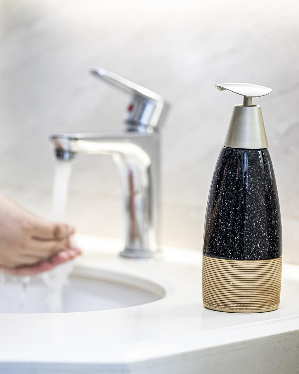 Zoeeker Ceramic Dish Soap Dispenser with 2 Pumps for Hand Soap, 12 oz