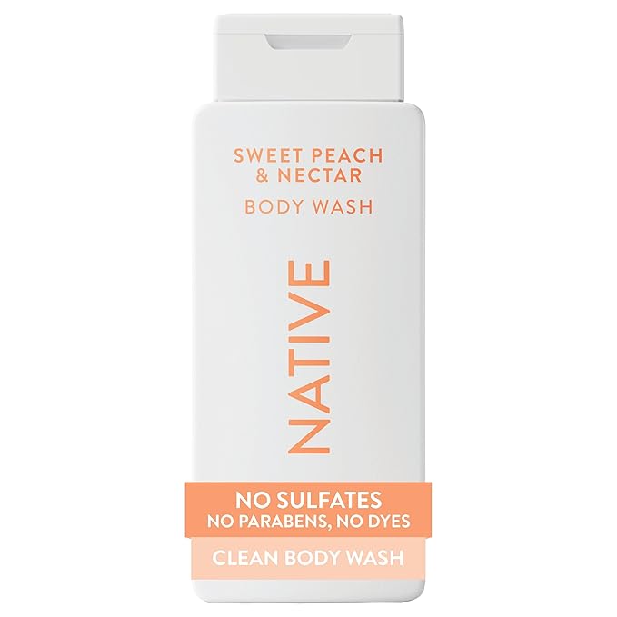 Native Body Wash Contains Naturally Derived Ingredients | For Women & Men, Sulfate, Paraben, & Dye Free Leaving Skin Soft and Hydrating | Sweet Peach & Nectar 18 oz