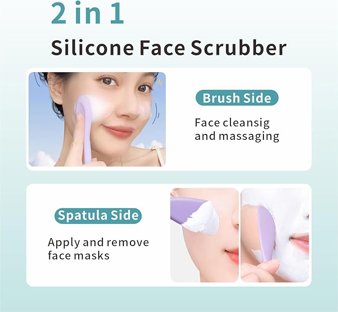 Blackhead Remover Tool,Black Head Remover for Face Nose-2 in 1 Pore Cleaning Brush Face Scrubber Skin Care Scraper Mask Applicator Spatula for Men Women Pore Cleansing (Blue)