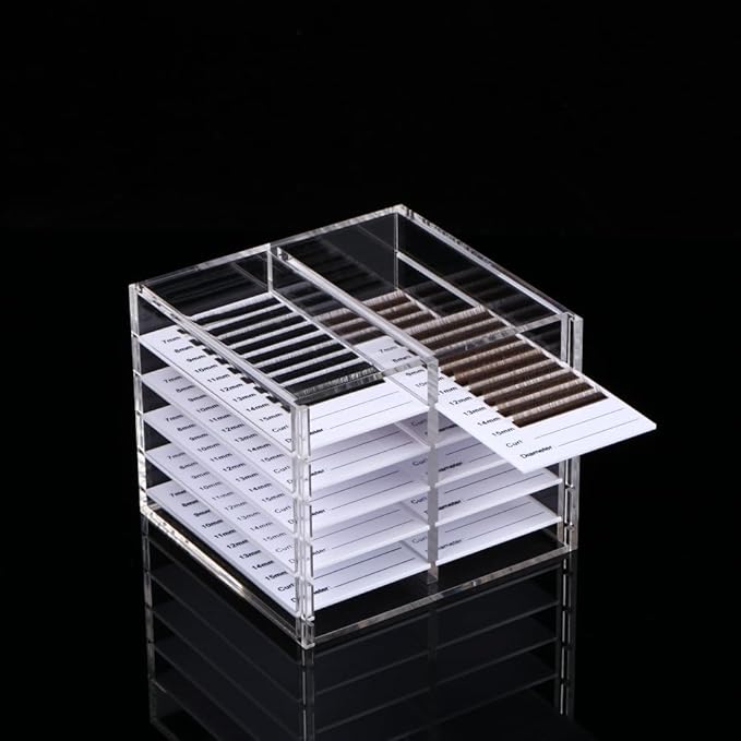 LIXIMMAZN 10 Layers Acrylic Eyelash Storage Organizer, Cosmetic Makeup Container Box, Clear Case Cabinet Display Used for Eyelash Storage and Eyelash Salons (10 Layers Type A)