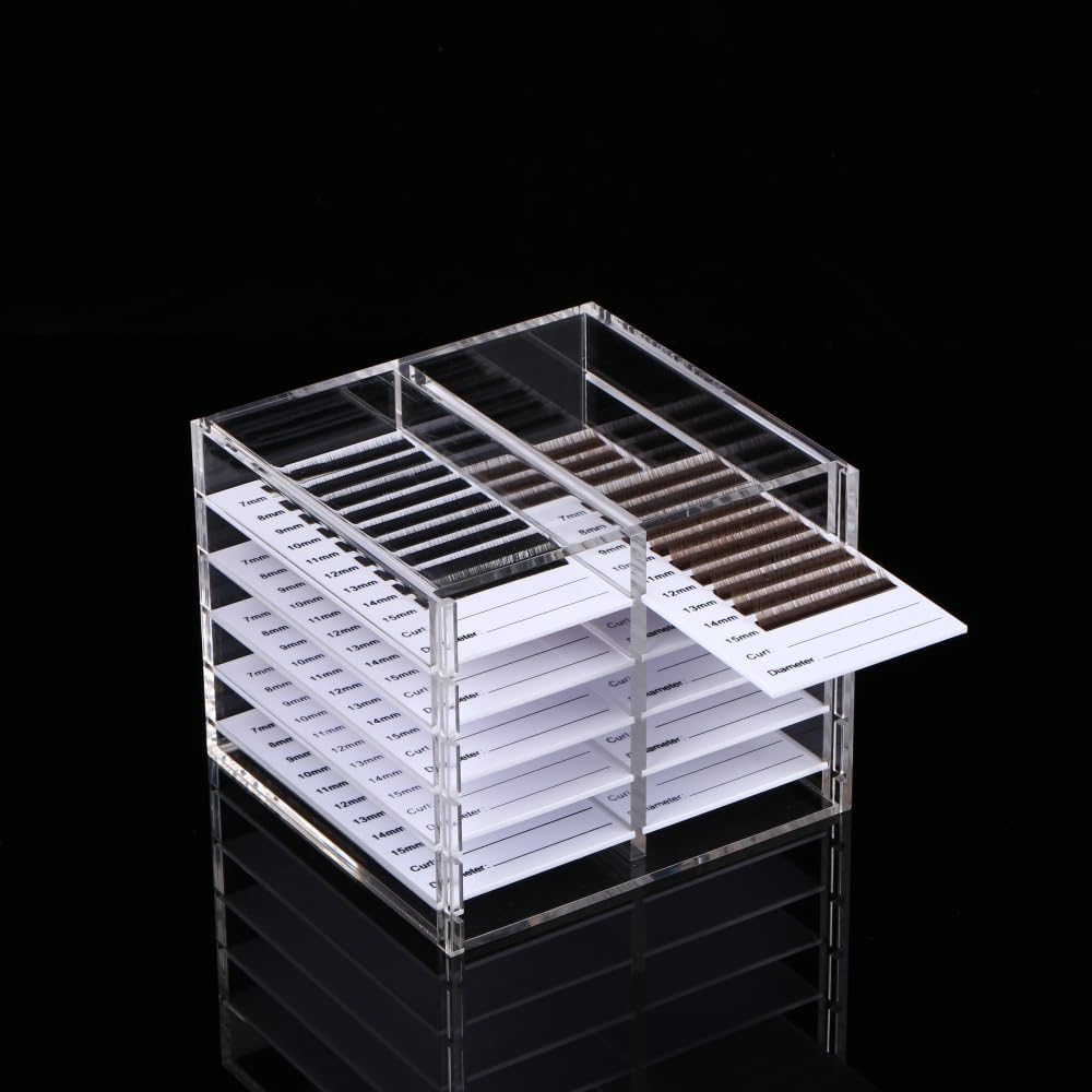 LIXIMMAZN 10 Layers Acrylic Eyelash Storage Organizer, Cosmetic Makeup Container Box, Clear Case Cabinet Display Used for Eyelash Storage and Eyelash Salons (10 Layers Type A)