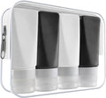 Amphism Travel Bottles Leak Proof,3 oz TSA Approved Silicone Squeezable, Refillable Containers Set for Toiletries Shampoo Conditioner Lotion (travel bottles black)
