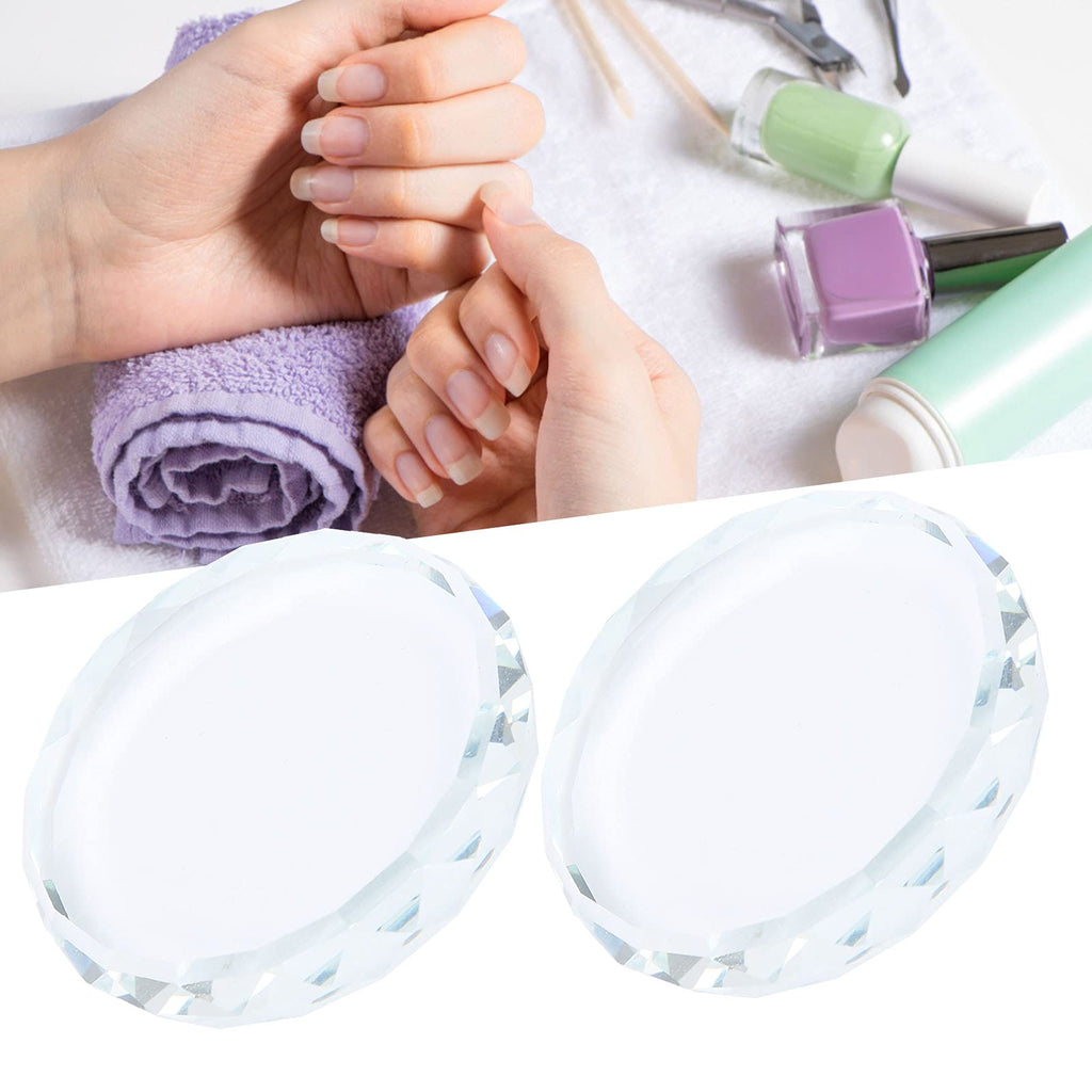 Yinhing Nail Palette Board, Nail Art Palette,2PCS/Set Nail Art Palettes Color Mixing Toning Glass False Eyelash Glue Hold Makeup Pallet for Acrylic Manicure
