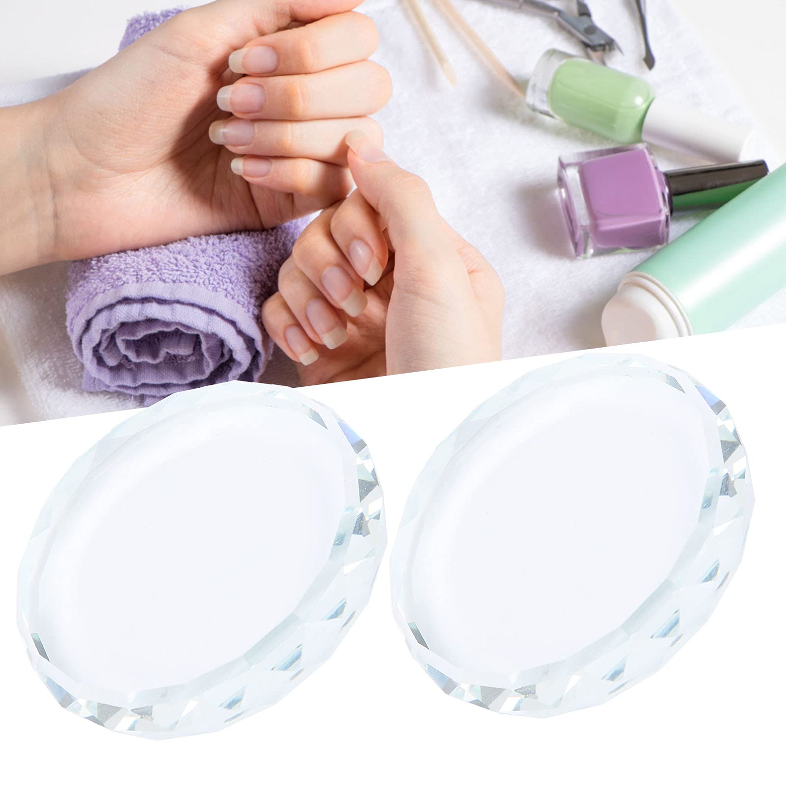 Yinhing Nail Palette Board, Nail Art Palette,2PCS/Set Nail Art Palettes Color Mixing Toning Glass False Eyelash Glue Hold Makeup Pallet for Acrylic Manicure