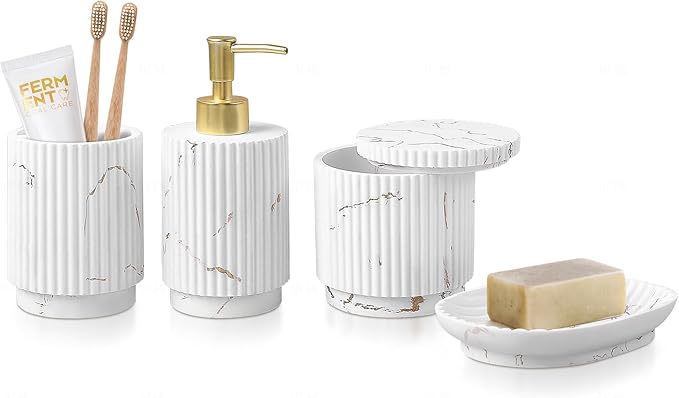 SEEYUAN 4 Pcs Bathroom Accessories Set -Toothbrush Holders Set