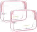 BAGSMART Clear Toiletry Bag 2-Pack TSA Approved Water-Repellent, Pink