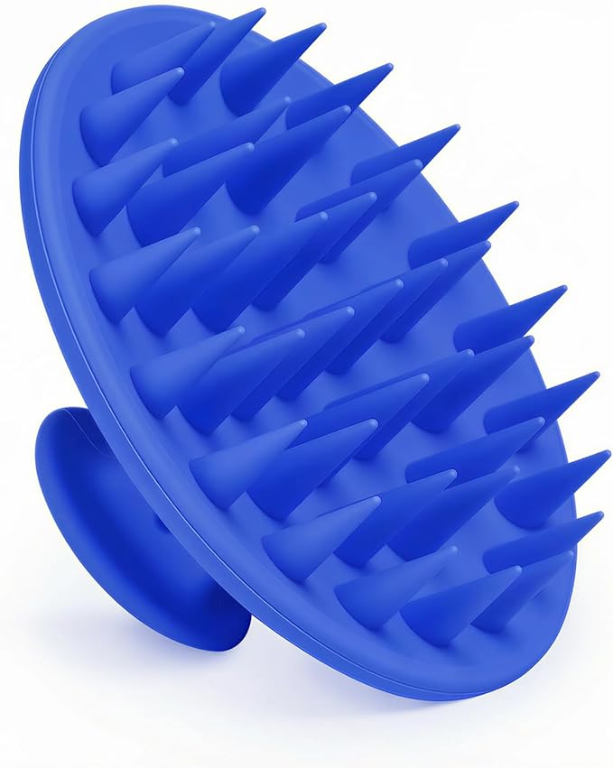 Meartchy Silicone Scalp Massager Shampoo Brush, Scalp Brush for Hair Growth & Dandruff Removal, Hair Scrubber Scalp Stimulator Exfoliator Brush with Soft Bristles for Wet Dry Scalp Care (Ocean Blue)