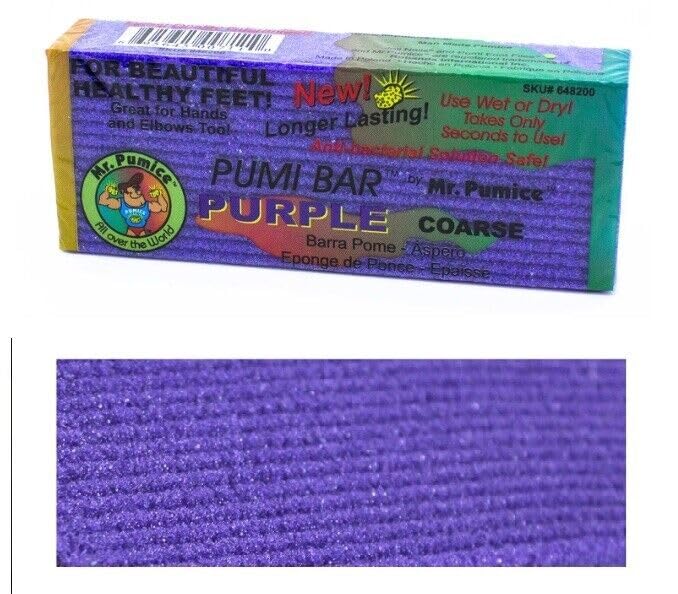 Mr. Pumice Purple PUMI Bar - Extra-Coarse Pumice Stone for Feet Callus Remover Pedicure Tools for Feet Foot Scrubber Skin Exfoliator Block, 4 Pack