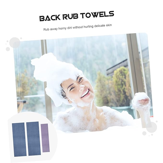 Ipetboom 9pcs Comfortable Back Pulling Bath Towels Long Straps Shower Towels Fuzzy Hand Exfoliating Wash Massage