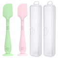 2 Pack Diaper Cream Spatula with Hygienic Travel Case, Butt Spatula Baby with Suction Base, Baby Butt Paste Spatula, Soft Silicone Diaper Rash Cream Applicator Large Size (Green & Pink)