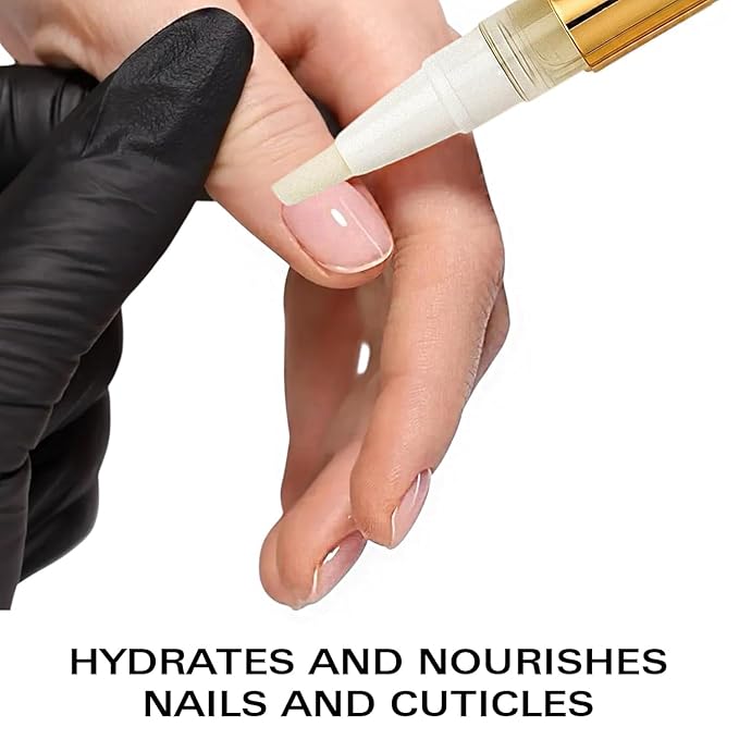 Beauty Power Cuticle Oil Pen - Jasmine - Vitamin A, D, E, B5, Grapeseed & Natural Oils – Nail & Cuticle Moisturizing Oil – Mess-Free Brush Pen for Dry Cuticles & Nails – Manicure & Pedicure Nail Care