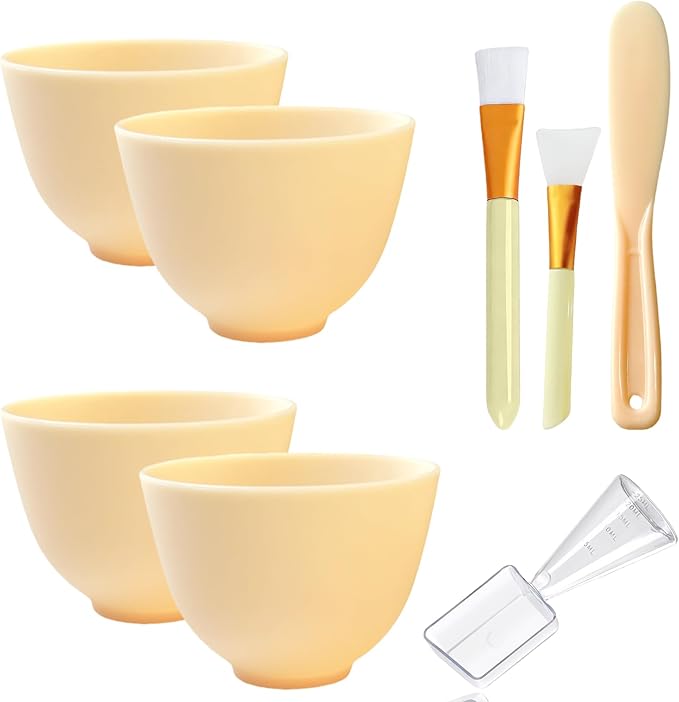 Silicone Face Mask Mixing Bowls - Microwave & Freezer Safe, Non-Stick Esthetician Bowls (Yellow)