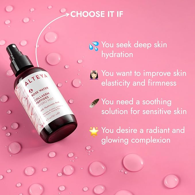Alteya Organics Rose Water Face Toner With Collagen Peptides 4 Fl Oz
