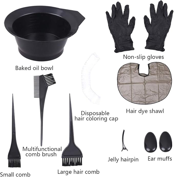 Healifty Hair Dye Coloring Kit 20Pcs - Hair Dye Bowl, Hair Dye Brush, Hair Dye Comb, Hair Coloring Cape, Ear Cover, Gloves, Hairpin, Hair Dying Accessory Kit for Hair Coloring