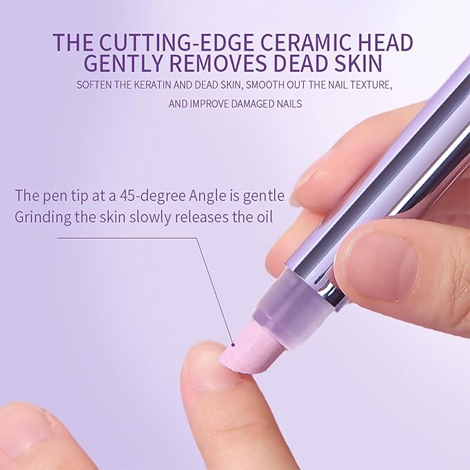 Ceramic Cuticle Oil Pusher Pen - 2PCS Nail Cuticle Remover Oil Pen - Nail Care Oil Cuticle Pusher with Ceramic Tip for Hangnails & Dry & Damaged Nail
