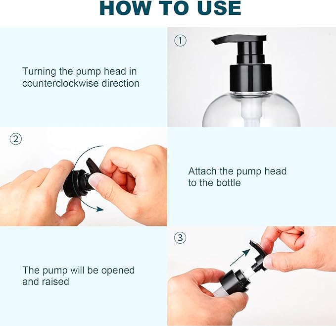 Plastic Pump Bottles Dispenser 2 Pack 10oz Clear Refillable Pump Bottle