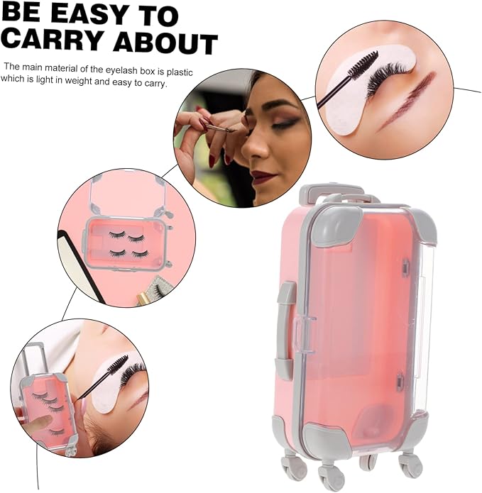 VICASKY Eyelash Storage Box Eyelash Organizer Case for False Lashes Waterproof Plastic Lash Container Handle for Travel and Makeup Enthusiasts
