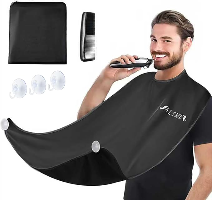 IALTMEI Beard Bib, Non-Stick Beard Apron, Waterproof Hair Trimming Catcher, Breathable Hair Catcher for Shaving, Premium Shaving Accessories for Men, Gifts for Men