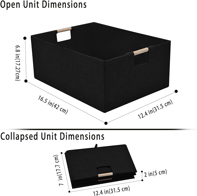 xianshengle Storage Bins & Fabric Storage Basket for Shelves - Decorative Baskets Storage Box Cubes Containers W/Handles for Closet Shelf Nursery Toy, Home, Office, Books,Bathroom (Black)