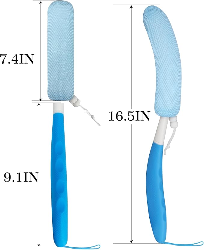 Back Scrubber for Shower, 15.35" Long Handle Shower Brush for Body, Back Brush for Shower for Men Women, Long Handled Bath Sponge for Deep Clean, Exfoliating, Anti-Slip Curve Handled Back Scrubber
