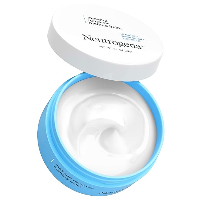Neutrogena Makeup Remover Melting Balm with Vitamin E, Nourishing and Gentle on Skin, Works on Lips, Face, and Eyes, Solid to Oil for Quick Removal, Fragrance-Free, Travel-Friendly, 2 oz