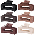 Sisiaipu 3.5 Inch Medium Hair Claw Clips 6 Pack Hair Clips for Women Square Rectangle Claw for Hair Banana Jaw Clips Hair Accessories for Girls -Brown Scarlet