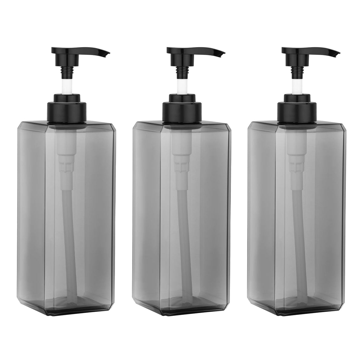 Suream 9.5oz Refillable Pump Press Bottles, Plastic Shampoo and Conditioner Dispenser, 280ml Reuable Cosmetic Empty Bottle, Bathroom Countertop Shower Dispensers for Body Wash, Hand Sanitizer, 3Pack