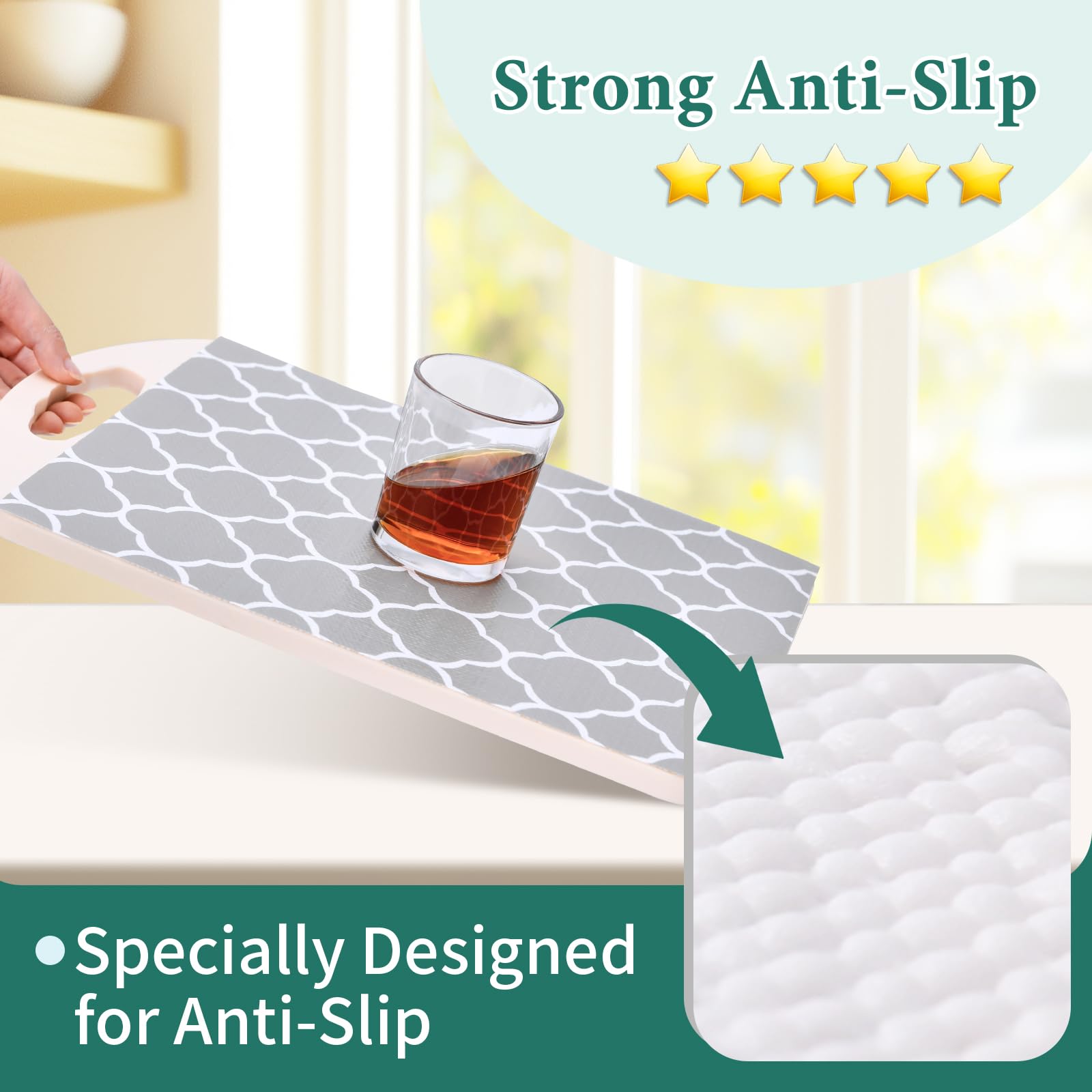 Shelf Liners for Kitchen Cabinets 17in x 30FT Non Adhesive Drawer Liner