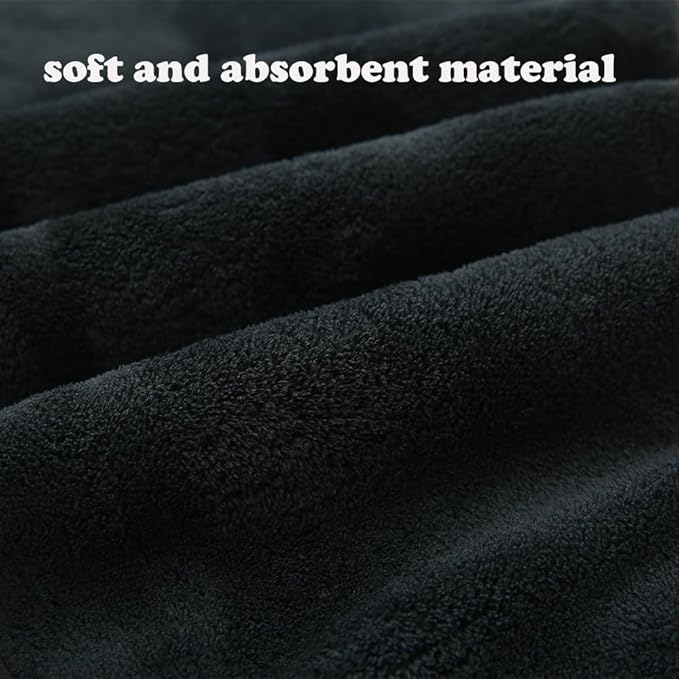 M-bestl 2 Pack Microfiber Hair Towel Wrap,Hair Drying Towel with Button,Absorbent and Anti-frizz Head Towel to Dry Curly or Straight Hair Quickly (Black)