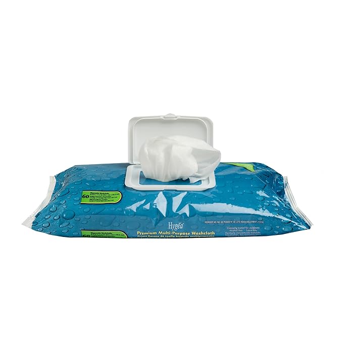 PDI Hygea Premium Multi-Purpose Washcloths, Personal Cleansing Body Wipes, Large Wipes 10" x 11.5", 60 Wipes Each, Pack of 6