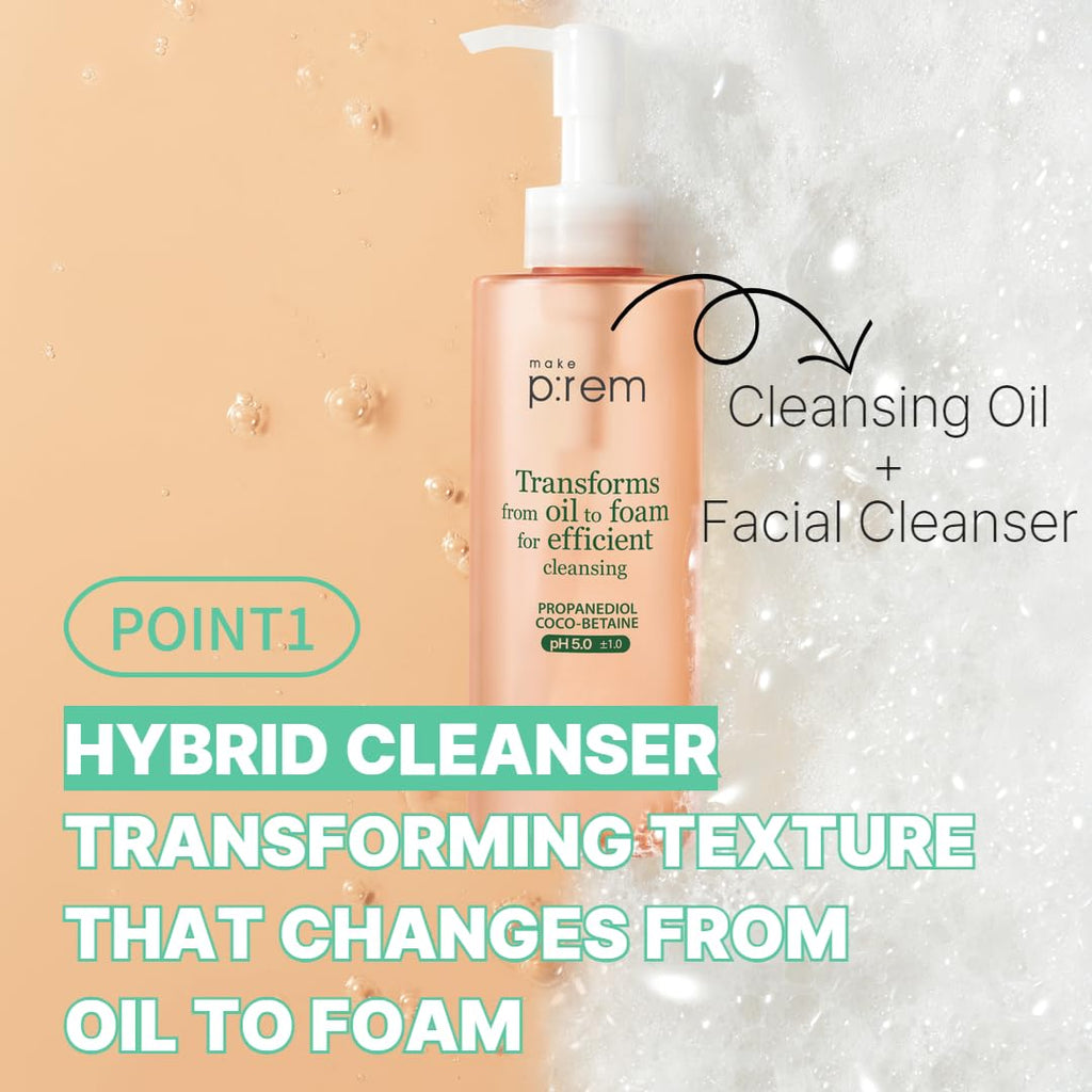 MAKE P:REM Safe Me. Relief Moisture Cleansing Oil, Deep Pore Cleansing Makeup Remover for Oily Skin, All Skin Types, Gentle Blackhead Remover, Korean Skin Care, 7.1 fl.oz. (210mL)