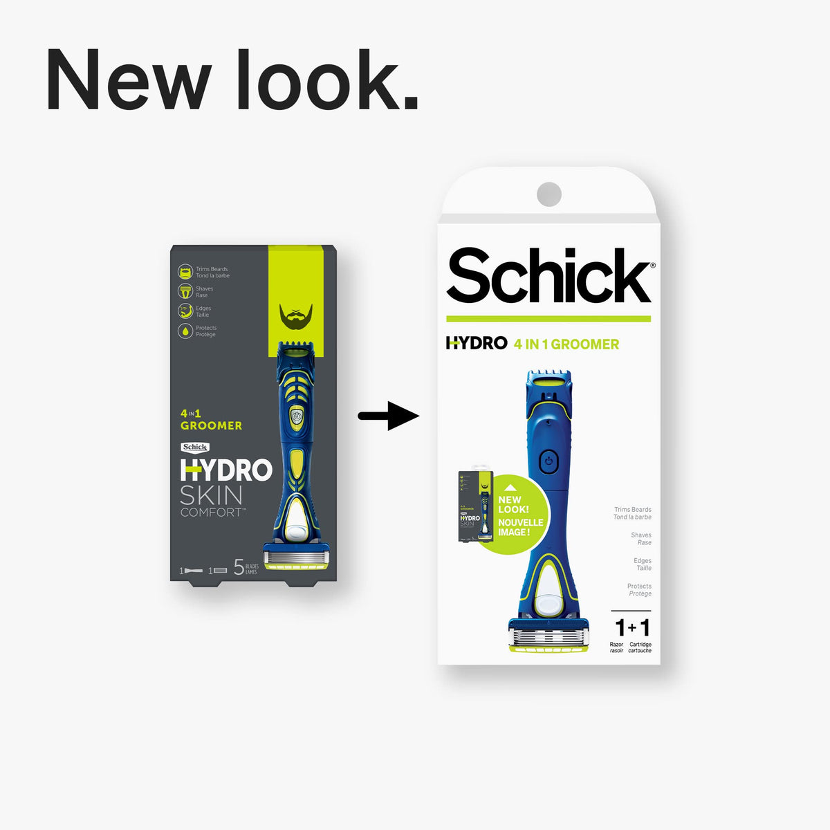 Schick Hydro Groomer, 1 Mens Razor Handle with Beard Trimmer & 1 Refill