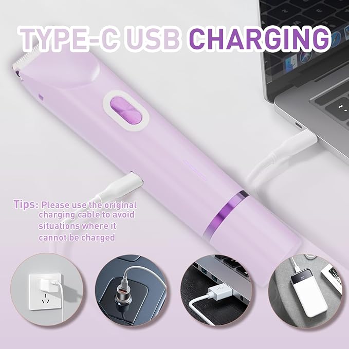 Bikini Trimmer for Women,2-in-1 Electric Razors for Womens with Painless Ceramic Blades,Waterproof Wet & Dry Use,Rechargeable Dual Head Electric Shaver for Pubic Legs Underarm Face Hairs& Body