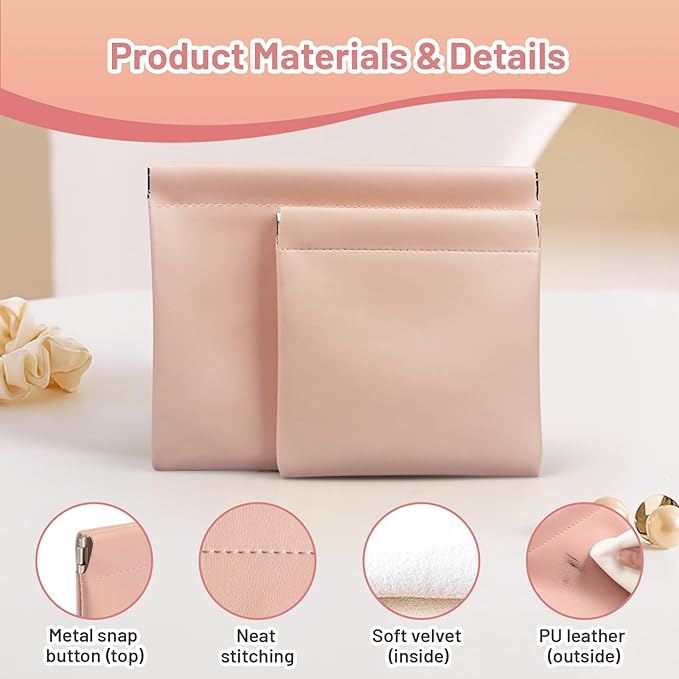 Muswelf 4 Pack 4.7"×4.7" Small Makeup Pouches, Soft Snap Closure Purse Pouches, Mini Travel Cosmetics Pouches, Coin Pouch, Lipstick Case, Little Organizer Pouches for Women