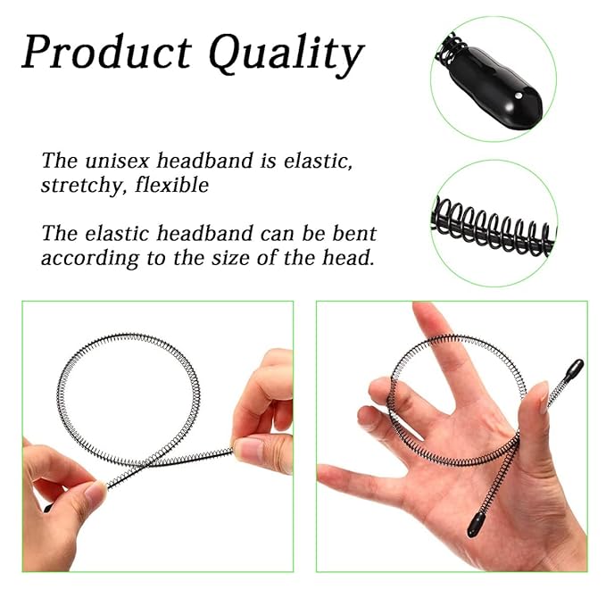 Metal Headbands for Men and Women, Wavy Adjustable Wire Hair Bands, Unisex Non-Slip Elastic Headband for Workout, Face Washing, Curly Hair & Daily Use. (6 Pack)