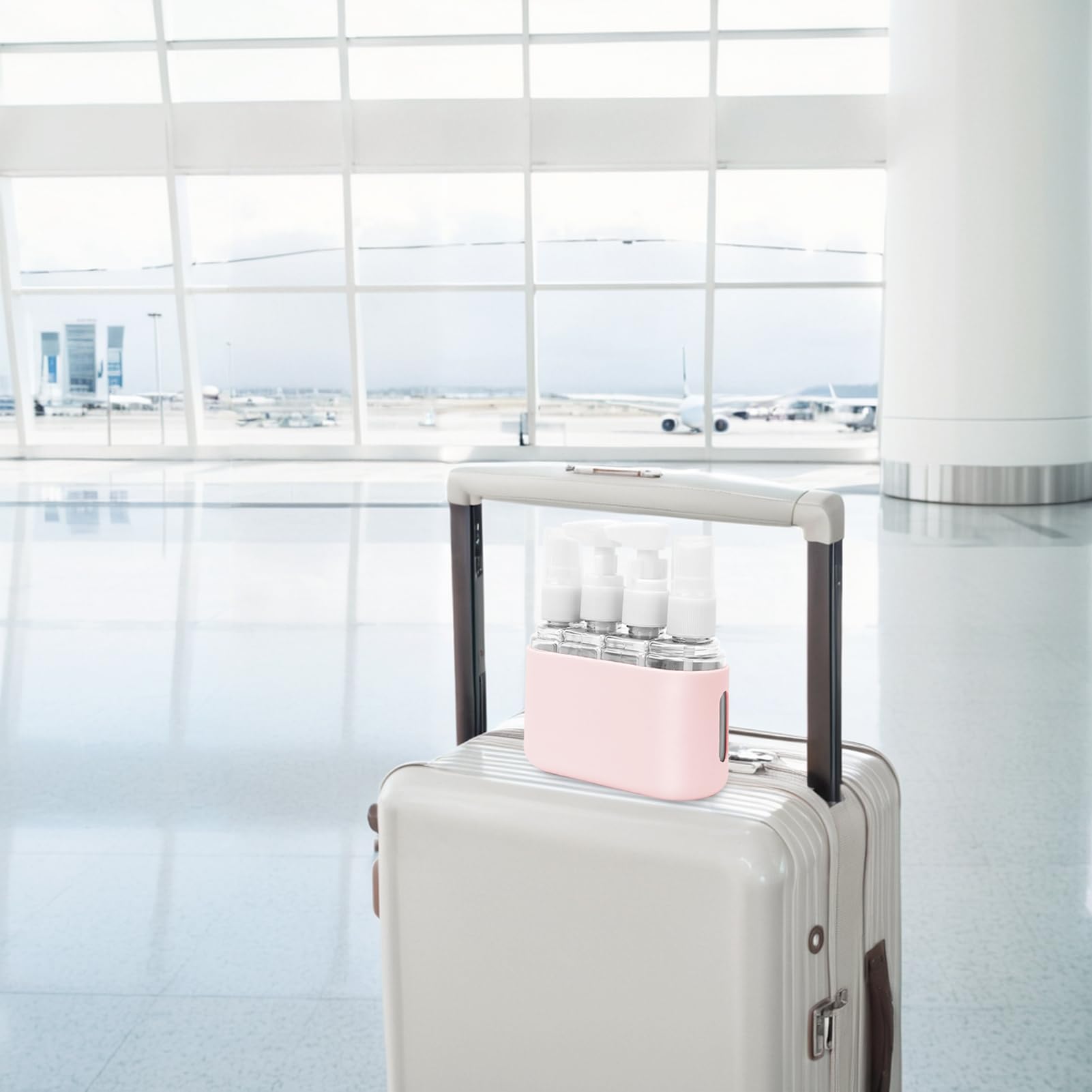 Skycase Travel Bottles - Leak Proof Refillable Tsa Approved Travel Size Toiletries, 4 in 1 Liquid Bottles Containers with Labels and Funnel Airplane Accessories Kits for Lotion Liquid (Pink)