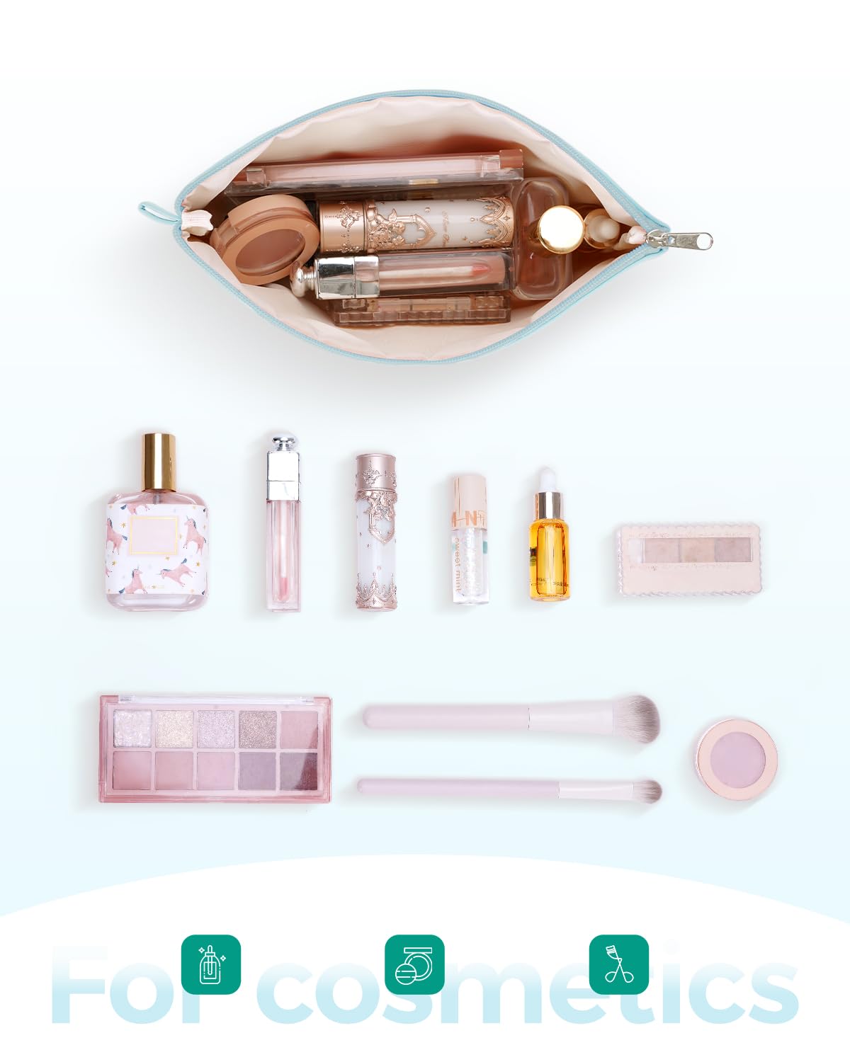 WANDF Small Makeup Bag for Purse, Small Cosmetic Bag for Women