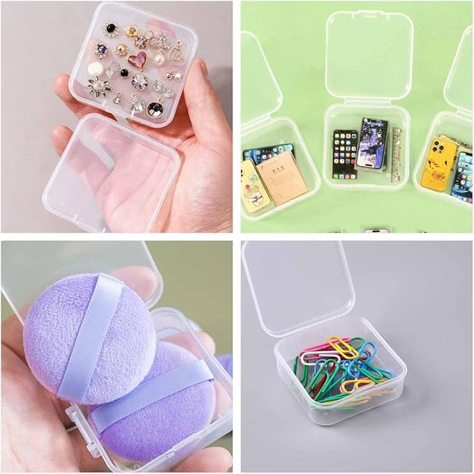 6 PCS Square Powder Puff Holders Cases Clear Makeup Sponge Protective Container Portable Beauty Blender Holder Reusable Dust-Proof Pocket Cosmetic Puff Box Beauty Makeup Tools for Travel (Transparent)