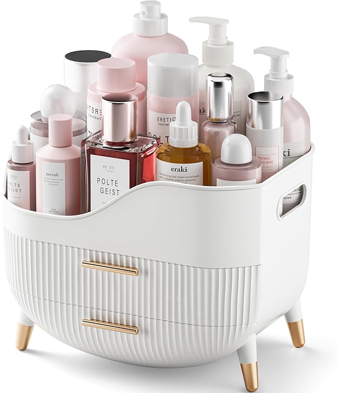 Pajiriona Makeup Organizer with Drawers,Skincare Organizer for Vanity,Storage Box with Handle,Large Cosmetic Display Case for Dresser, Bathroom Countertop