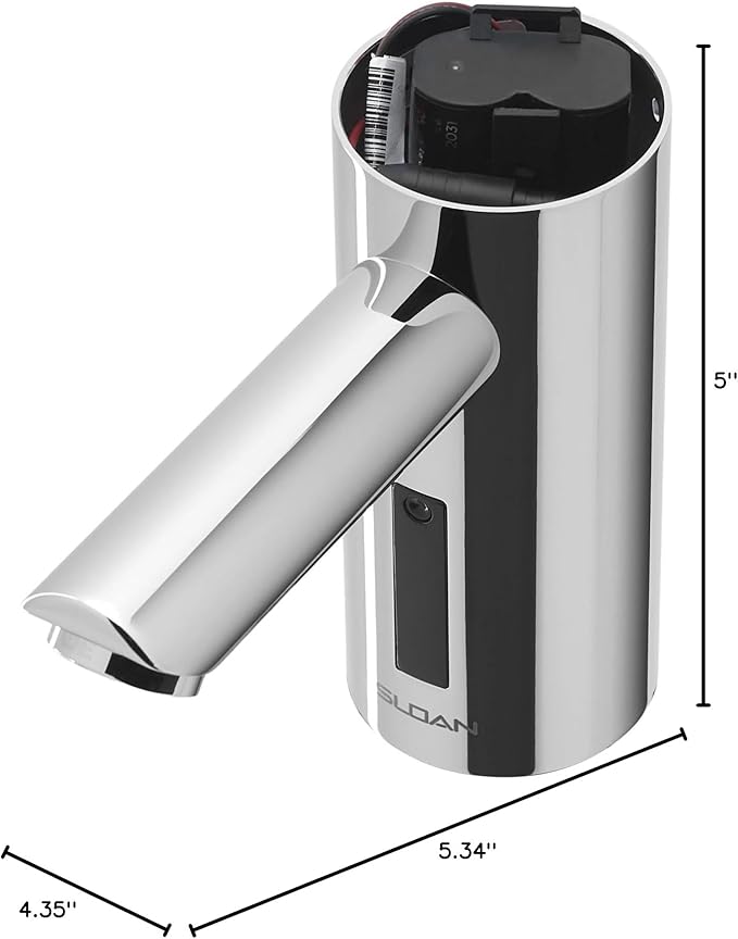 Sloan Optima EAF-200 Sensor Activated Touch-Free Faucet, Commercial Grade w/Mounting Hardware - 0.5 GPM Bluetooth Plug Adapter Hardwired Deck-Mounted Mid Body, Polished Chrome Finish, 3335050