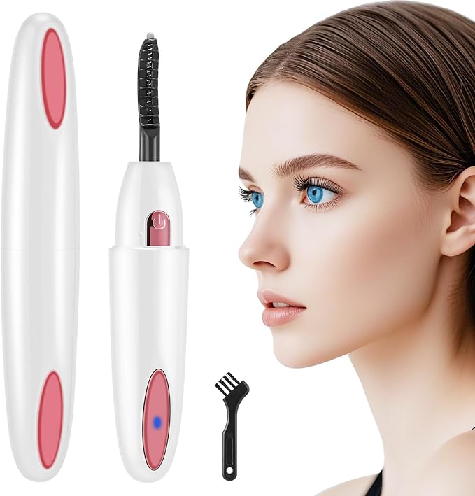 Vexarabug Heated Eyelash Curler, Electric Eyelash Curler for Fast Heat up Within 10s - 24 Hours Long Lasting, 2 Temp Settings Makeup Tools Safe & Portable Lash Curler with USB Charging