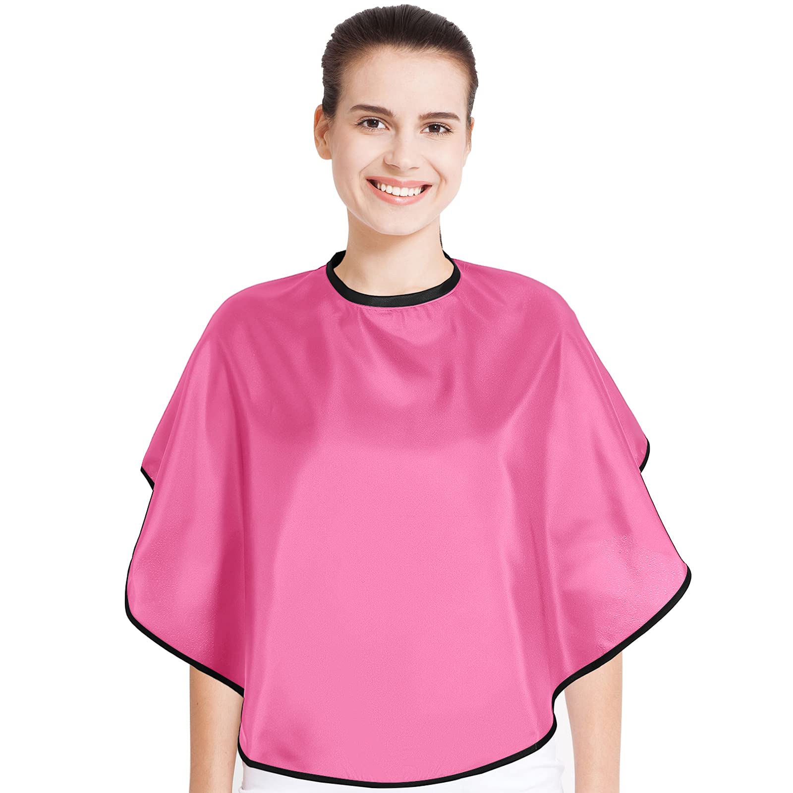 Geyoga Short Makeup Cape for Women Men Mini Haircut Cape for Artist Shampoo Beauty Salon Artist Styling(Pink)