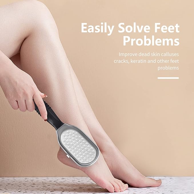 Foot Rasp Foot File and Callus Remover. Professional Foot Care Pedicure Stainless Steel File to Remove Hard Skin. Can Be Used On Both Wet and Dry Feet. -AsonTao
