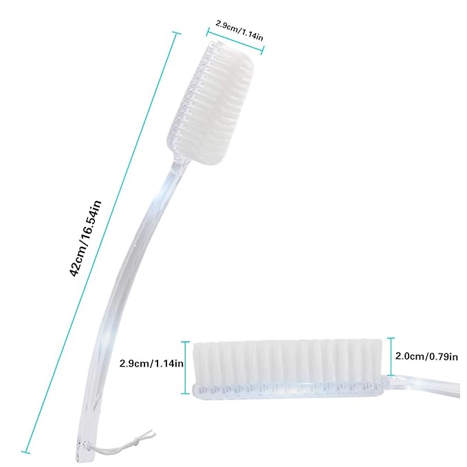 Mczxon Bath Body Back Shower Brush with Curved Long Handle for Exfoliating Skin Improve Blood Circulation, Clear Back Scrubber Bath Wet or Dry Brushing Body Brush for Shower Women Men