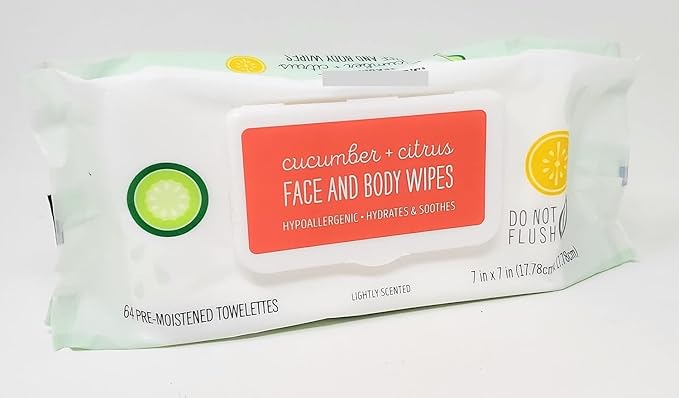 Cucumber + Citrus Face And Body Wipes - Pack of 2