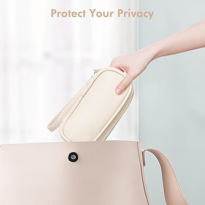 Tampon Holder for Purse, Portable period Bag with Handle,Travel Pads Tampons Pouch, Pu Leather Small Tampon Organizer Case for Feminine Products, Waterproof Period Bags for Women