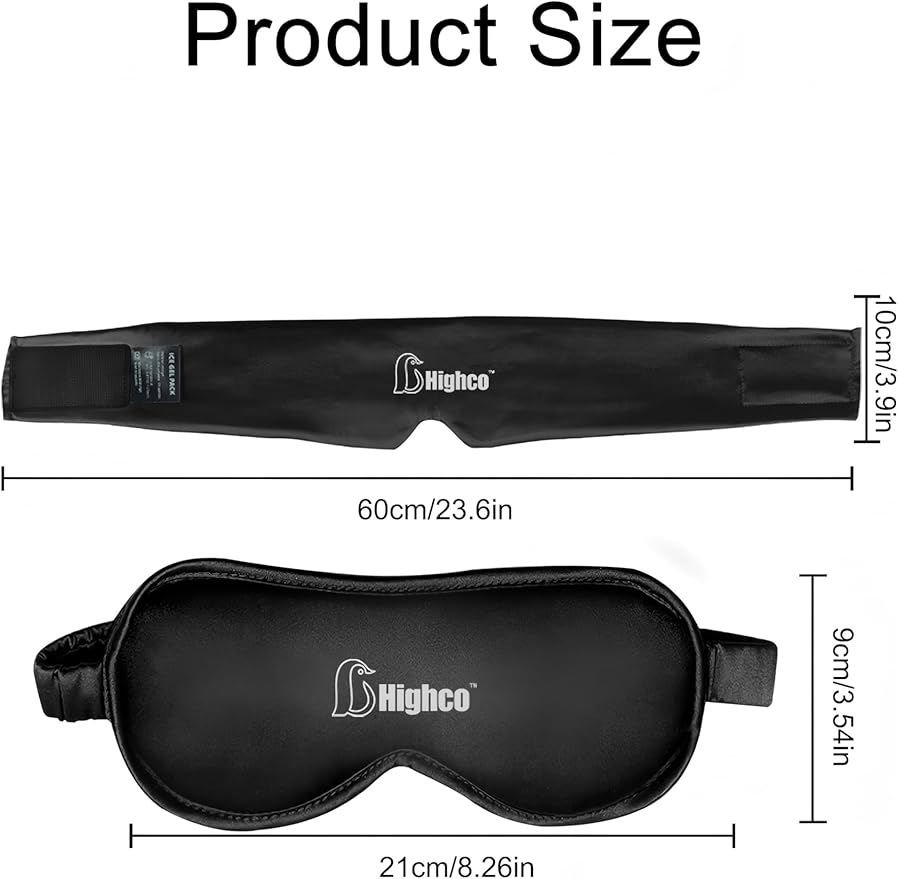 2PCS Migraine Relief Cap Cooling Eye Mask and Neck Ice Pack Wrap,Cooling Gel Eye Mask for Sleep,Ice Pack for Eyes Hot Cold Compression,for Headache,Dark Circles,Puffy Eyes,Migraines Relief,Black